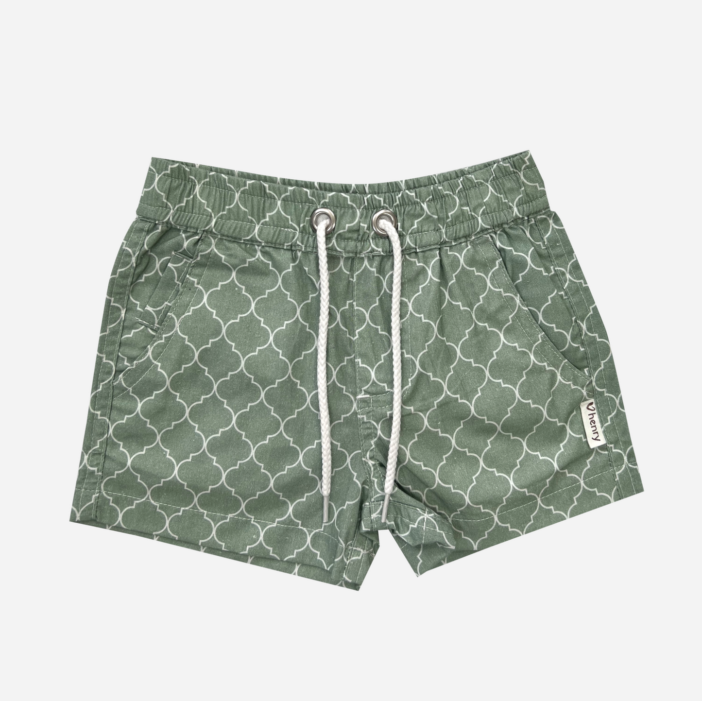 Boys Sonny Shorts Green Geo Print