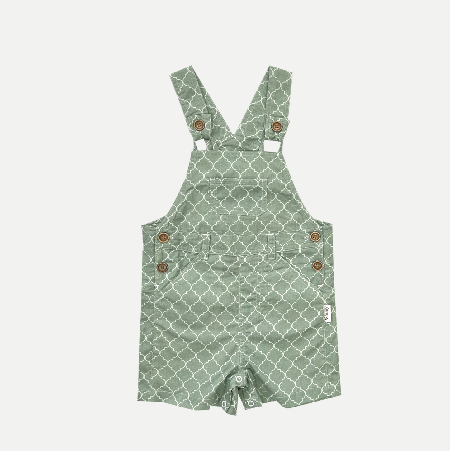 Baby Boys Roy Dungaree Green Geo Print