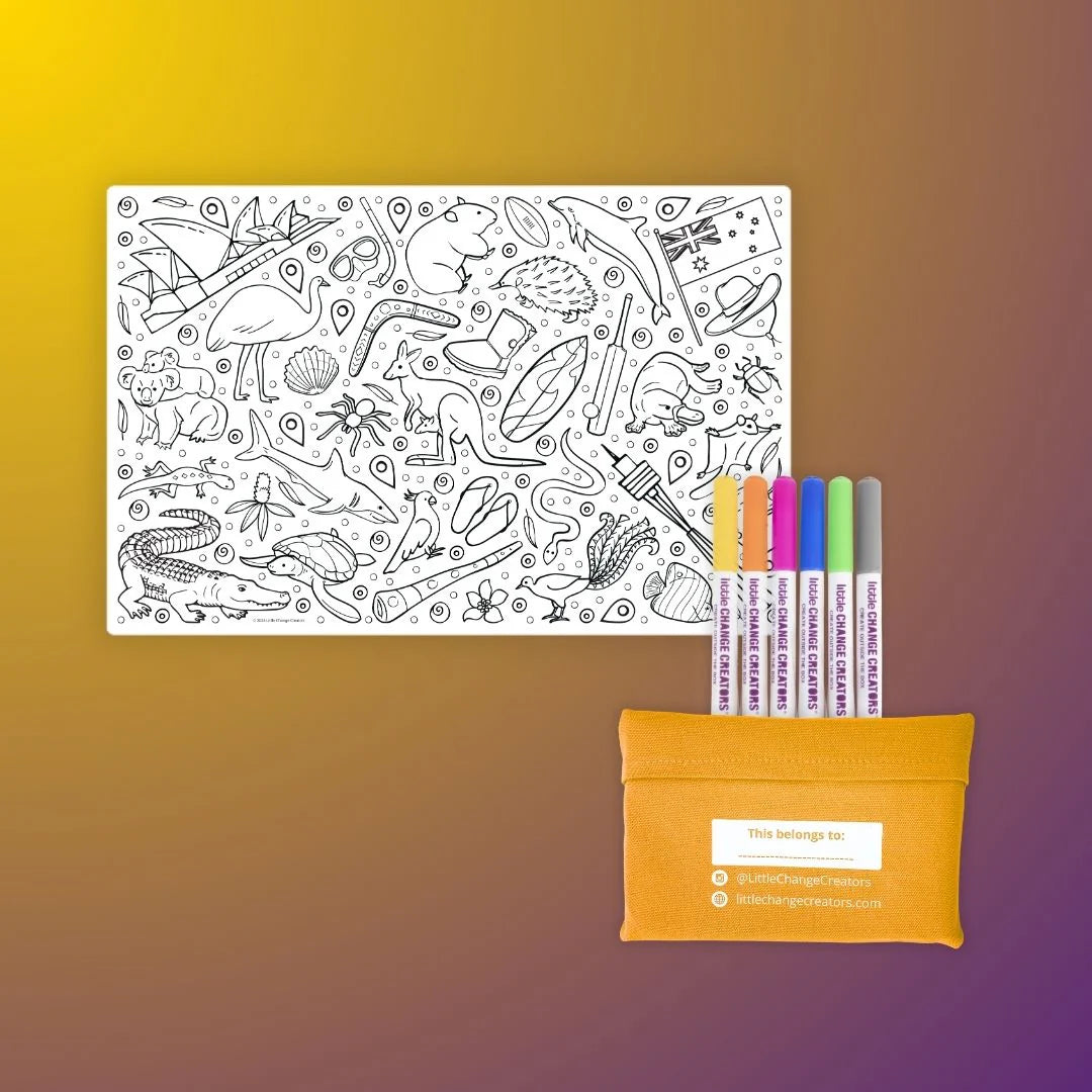 G’DAY! Pocket Reusable Colouring In Set
