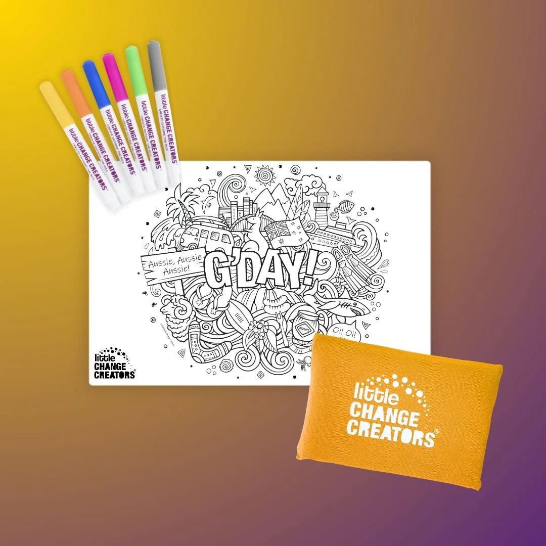 G’DAY! Pocket Reusable Colouring In Set