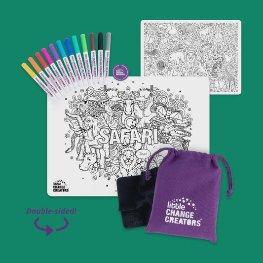 Reusable Silicone Colouring Mat Kit Safari