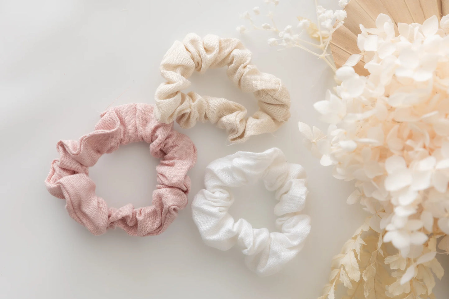 Pink Linen Cotton Scrunchie