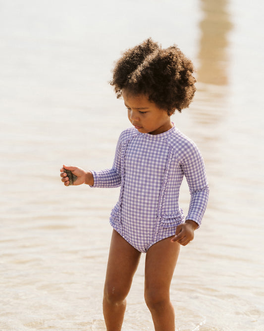 Lilac Gingham LS Sunsuit
