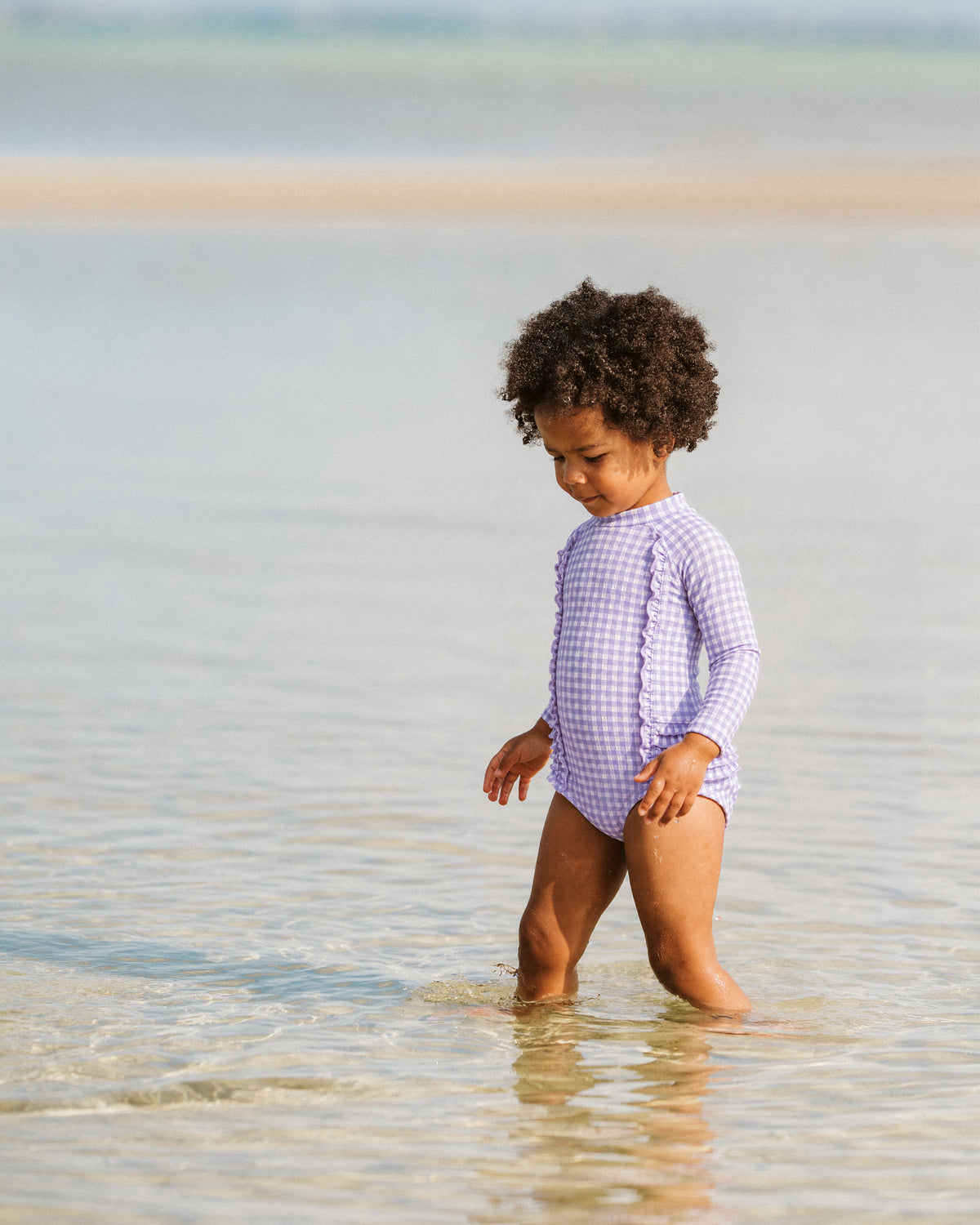 Lilac Gingham LS Sunsuit