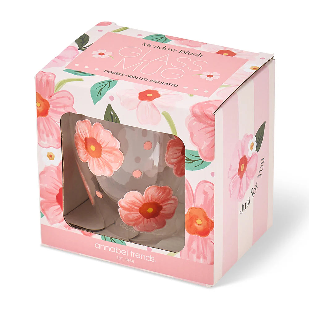 Meadow Blush Double Wall Glass Mug