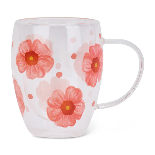 Meadow Blush Double Wall Glass Mug