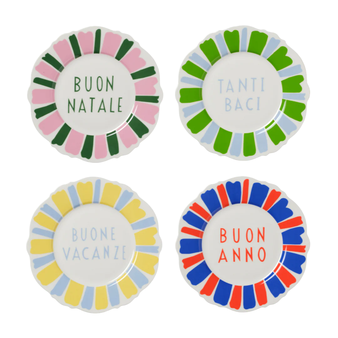 Multi Colour Festive Italian Wave Side Plates