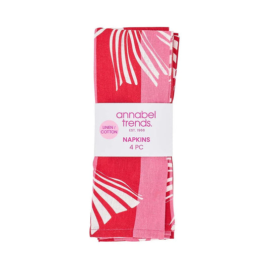 Linen Cotton Napkin 4pk Red Pink Bow