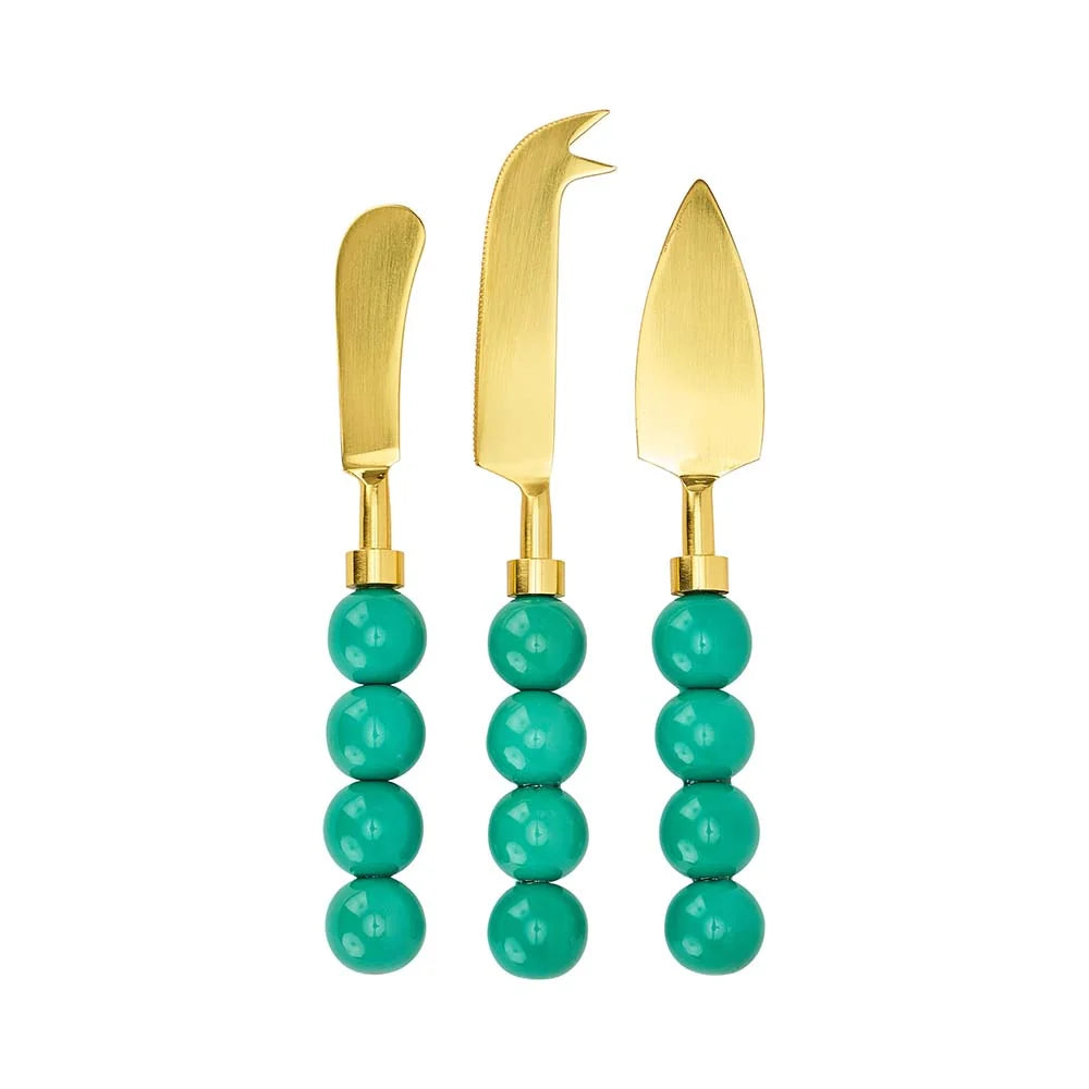Orb Cheese Knife 3pc Set Emerald
