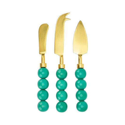 Orb Cheese Knife 3pc Set Emerald