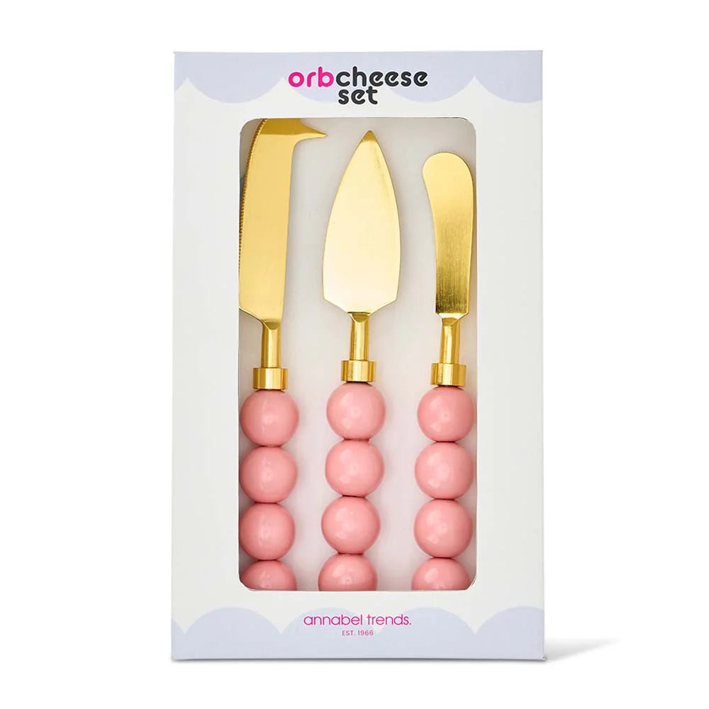 Orb Cheese Knife 3pc Set Light Pink