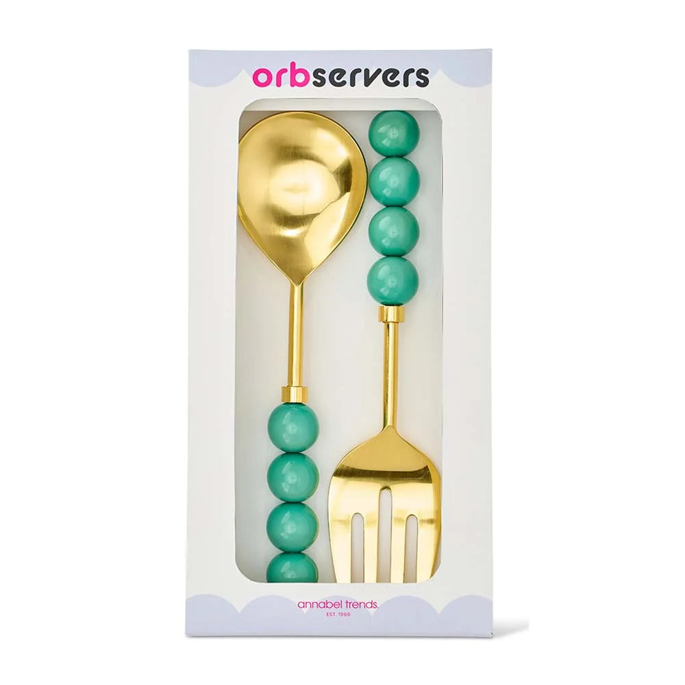 Orb Salad Servers Emerald