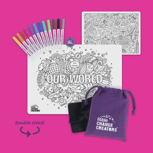 Reusable Silicone Colouring Mat Kit Our World