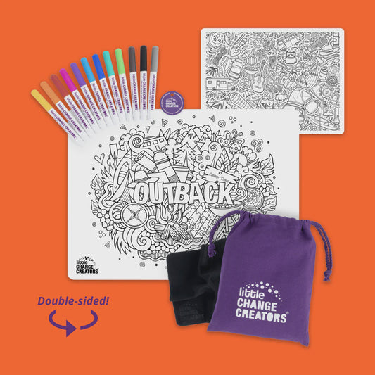 Reusable Silicone Colouring Mat Kit Outback