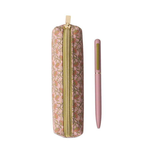 Pen and Pouch Set Pink Vintage Floral