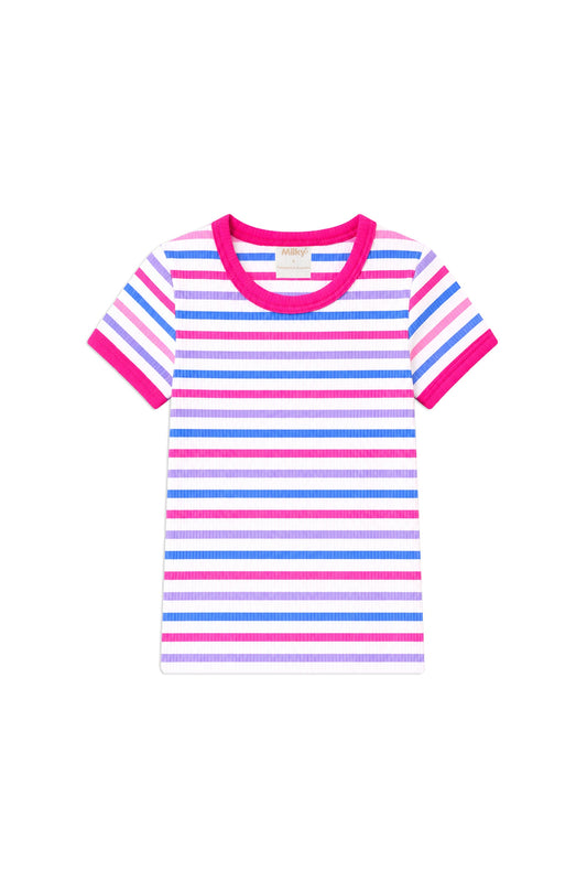 Pretty Pink Stripe Rib Tee
