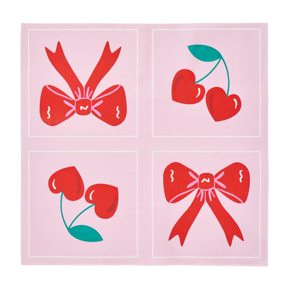 Paper Napkin Bows and Cherries 20pc
