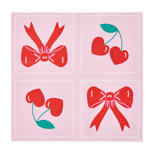 Paper Napkin Bows and Cherries 20pc