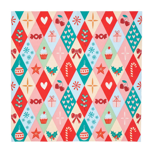Paper Napkin Christmas Harlequin 20pc