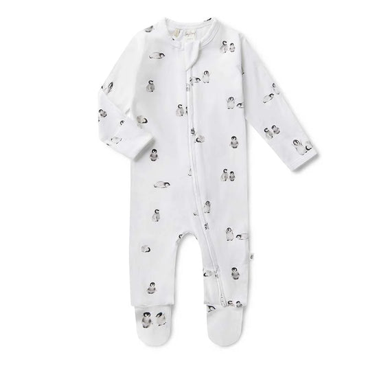 Penguin Snuggle Sleepsuit Zip  Footie