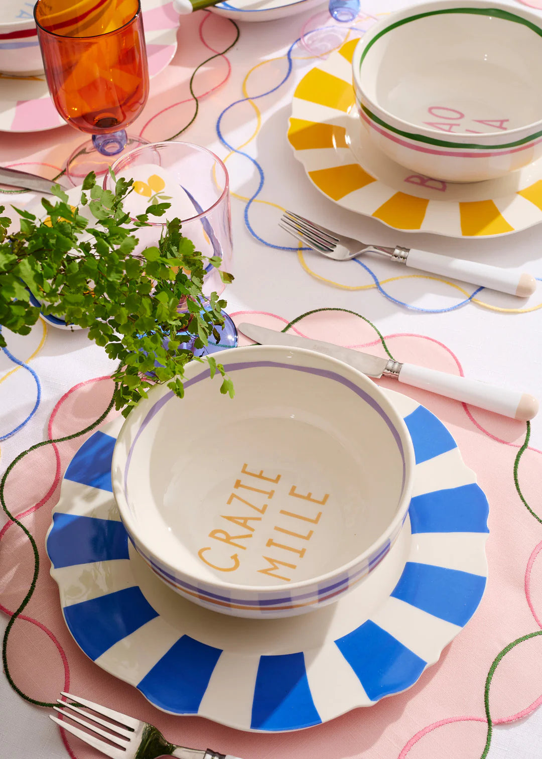 Pink & Green Spiral Placemat Set 4