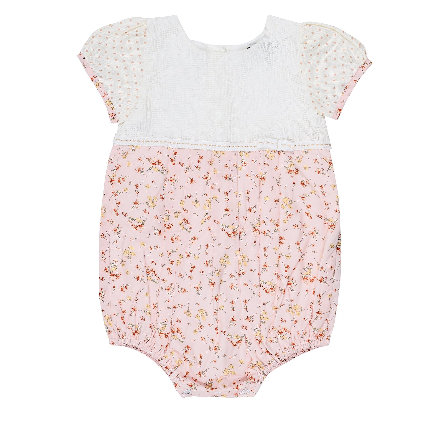 Peach Rose & Butter Cream Lace Top Playsuit