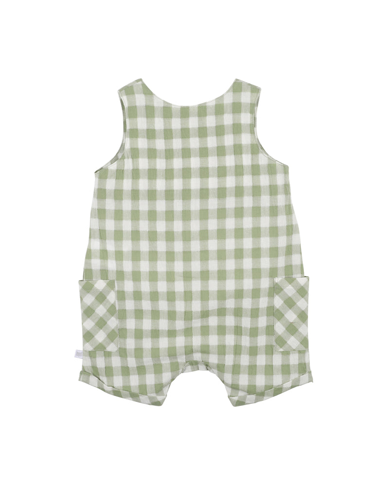 Green Gingham Romper