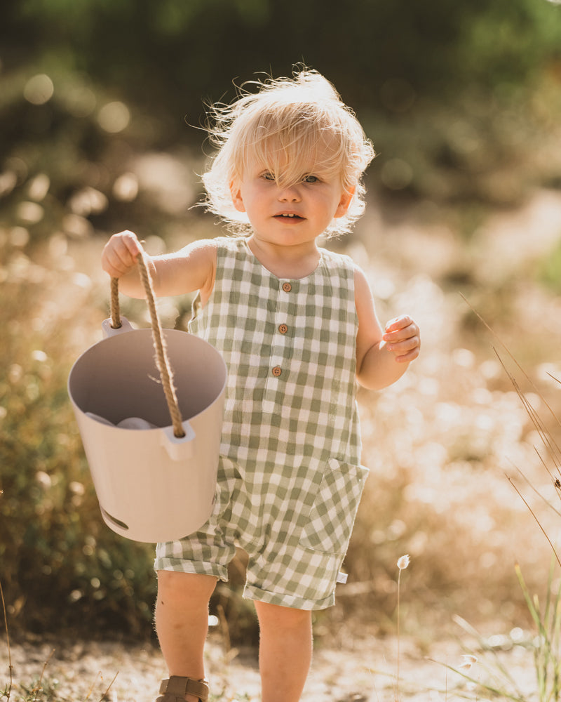 Green Gingham Romper