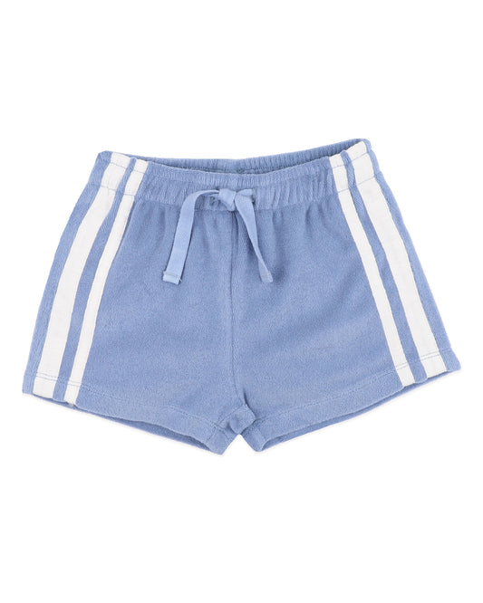 Blue Side Stripe Towelling Shorts
