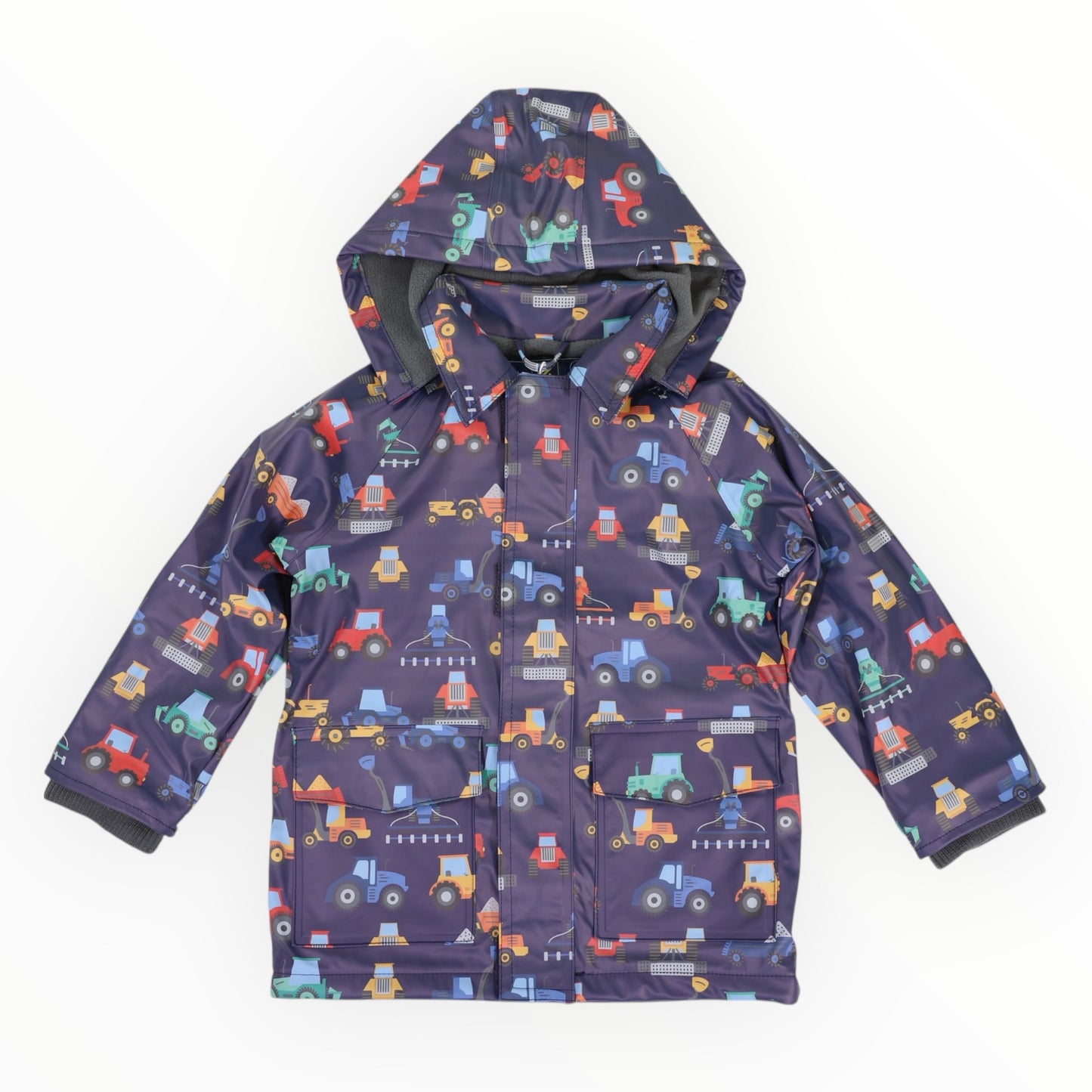 Farm Machine Print Raincoat Navy