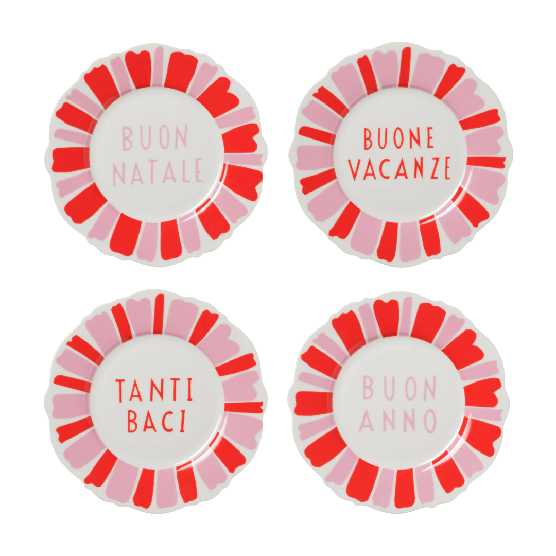 Red and Pink Italian Festive Side Plates