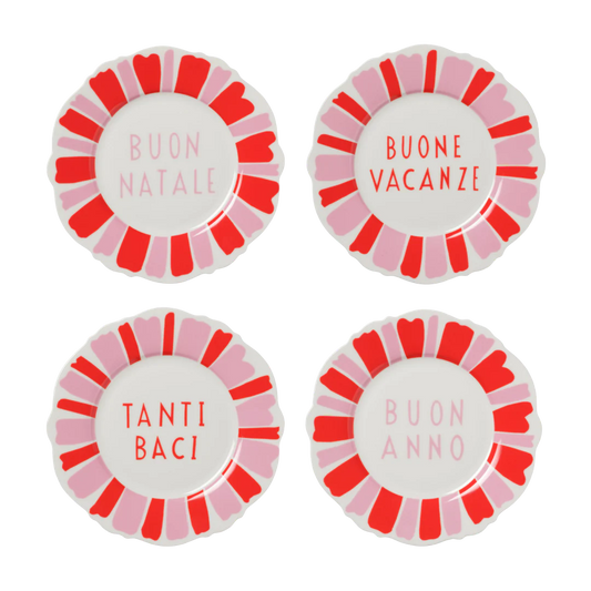 Red and Pink Italian Festive Side Plates