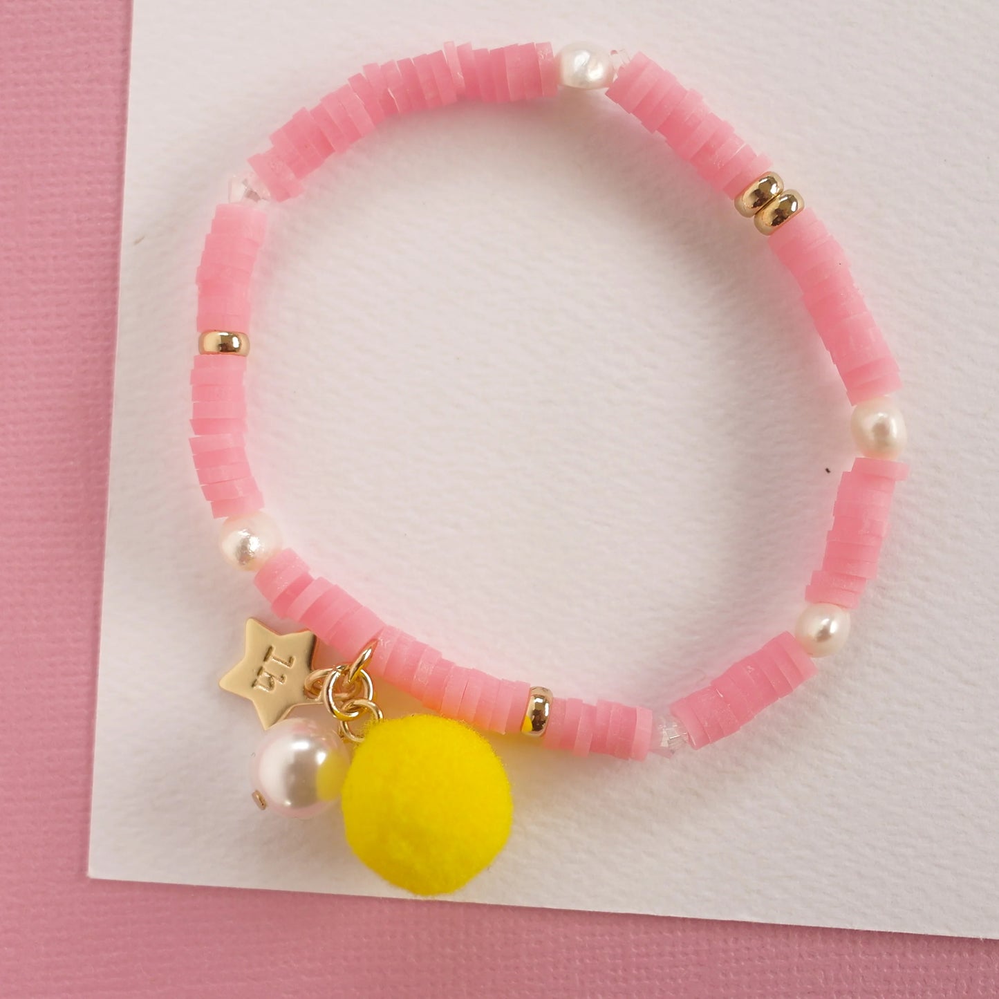 Pink Pom Pom Elastic Bracelet