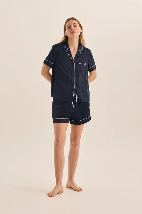 Sonia Satin Short PJ Set Navy