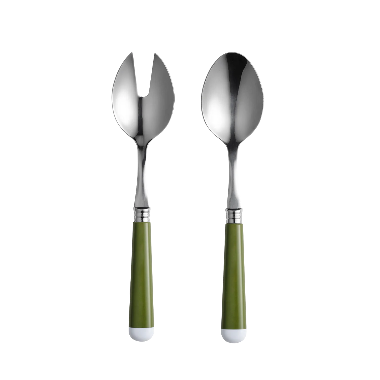 Green and White Salad Servers