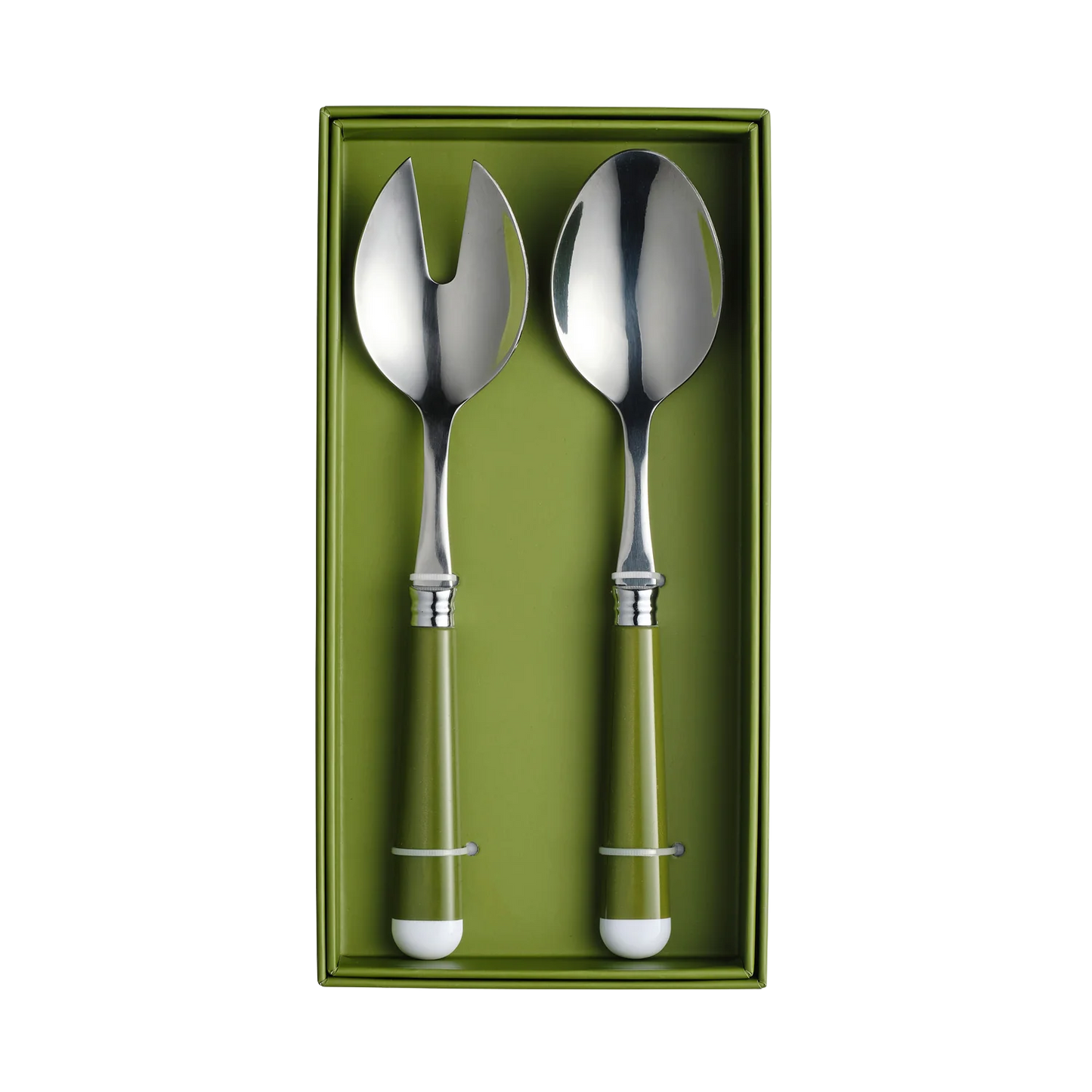 Green and White Salad Servers