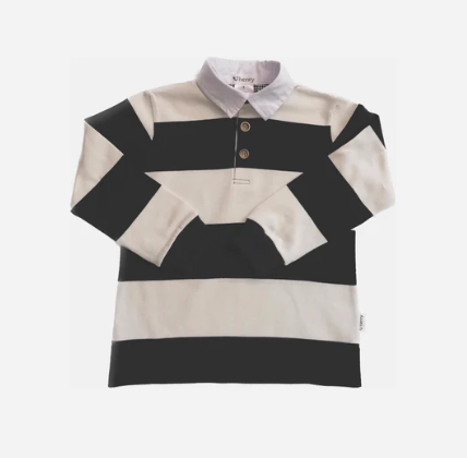 Boys Freddie Rugby Polo Cream Stripe