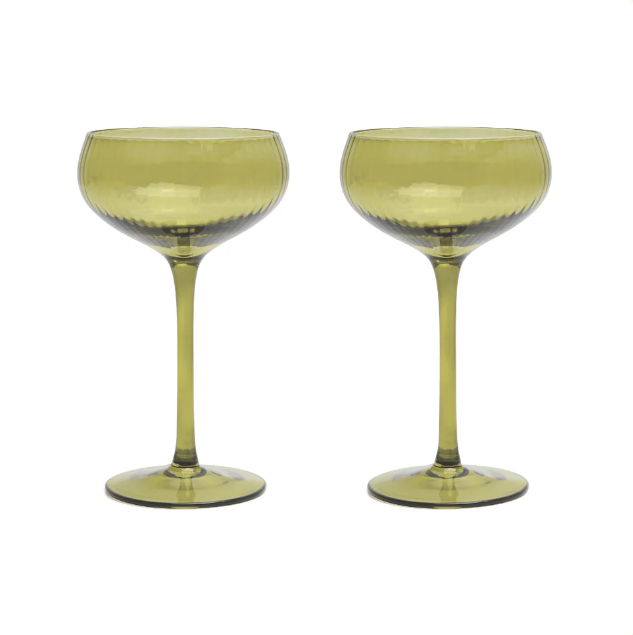 The Lou Coupe Glass Set of 2 Olive