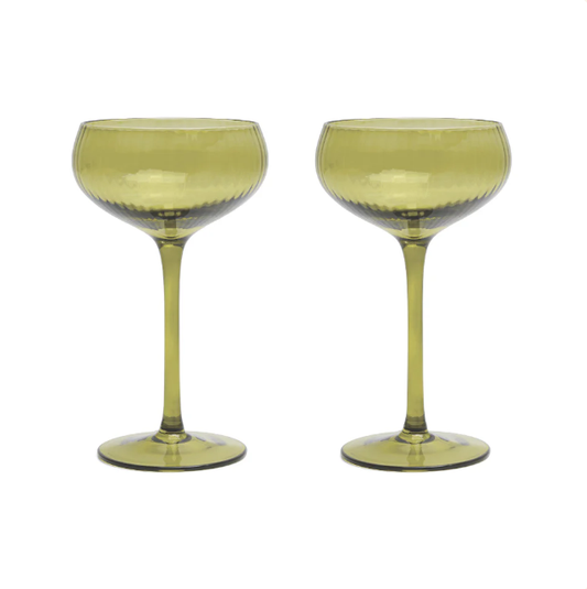 The Lou Coupe Glass Set of 2 Olive