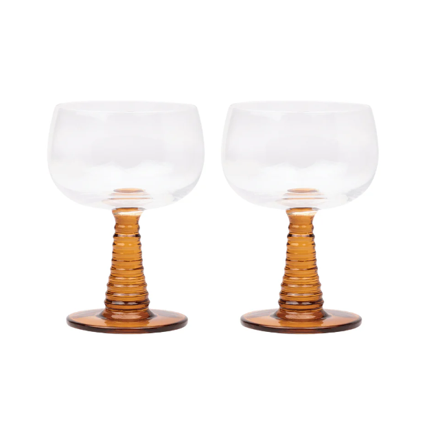 The Romy Wine Glasses Set of 2 Amber