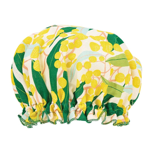 Linen Cotton Shower Cap Golden Wattle