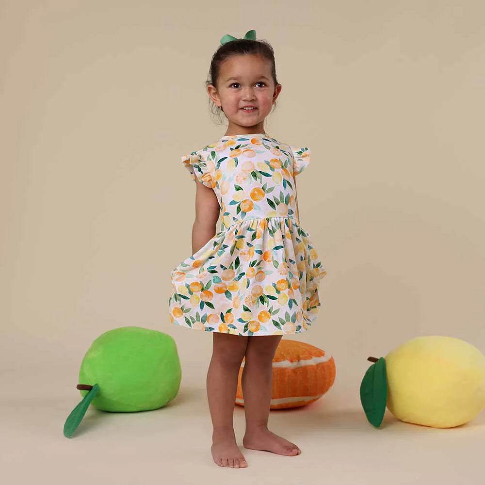 Sunny Citrus Short Sleeve Dress