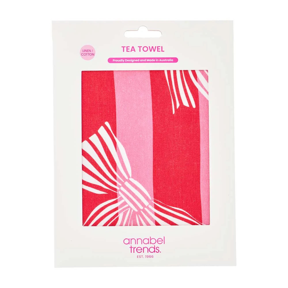 Linen Cotton T-Towel Red Pink Bow