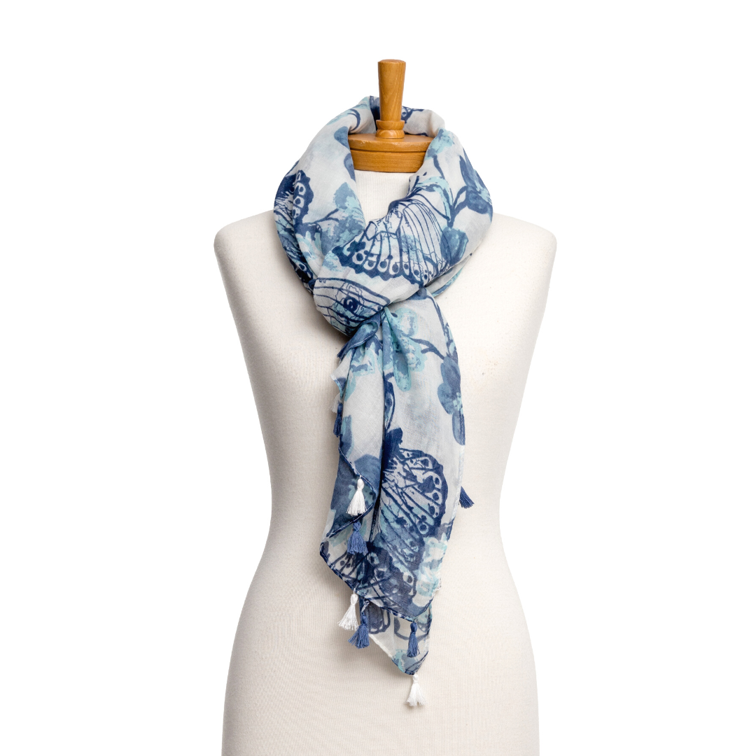 Blue Butterfly Garden Scarf