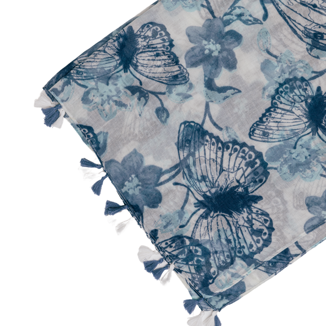 Blue Butterfly Garden Scarf