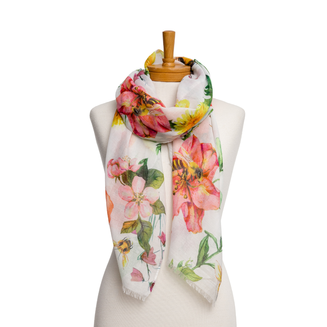 White Honey Flower Garden Scarf