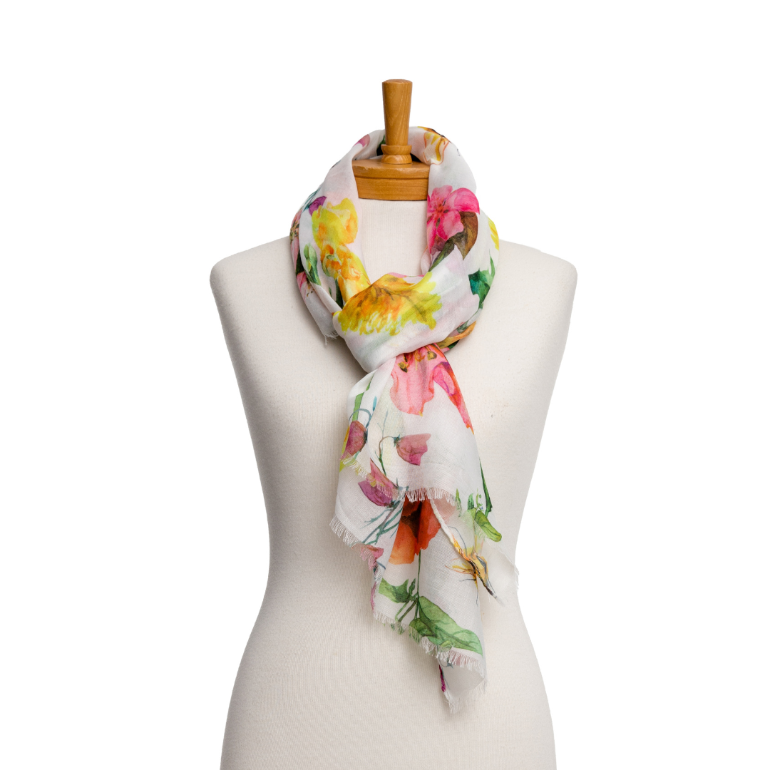 White Honey Flower Garden Scarf