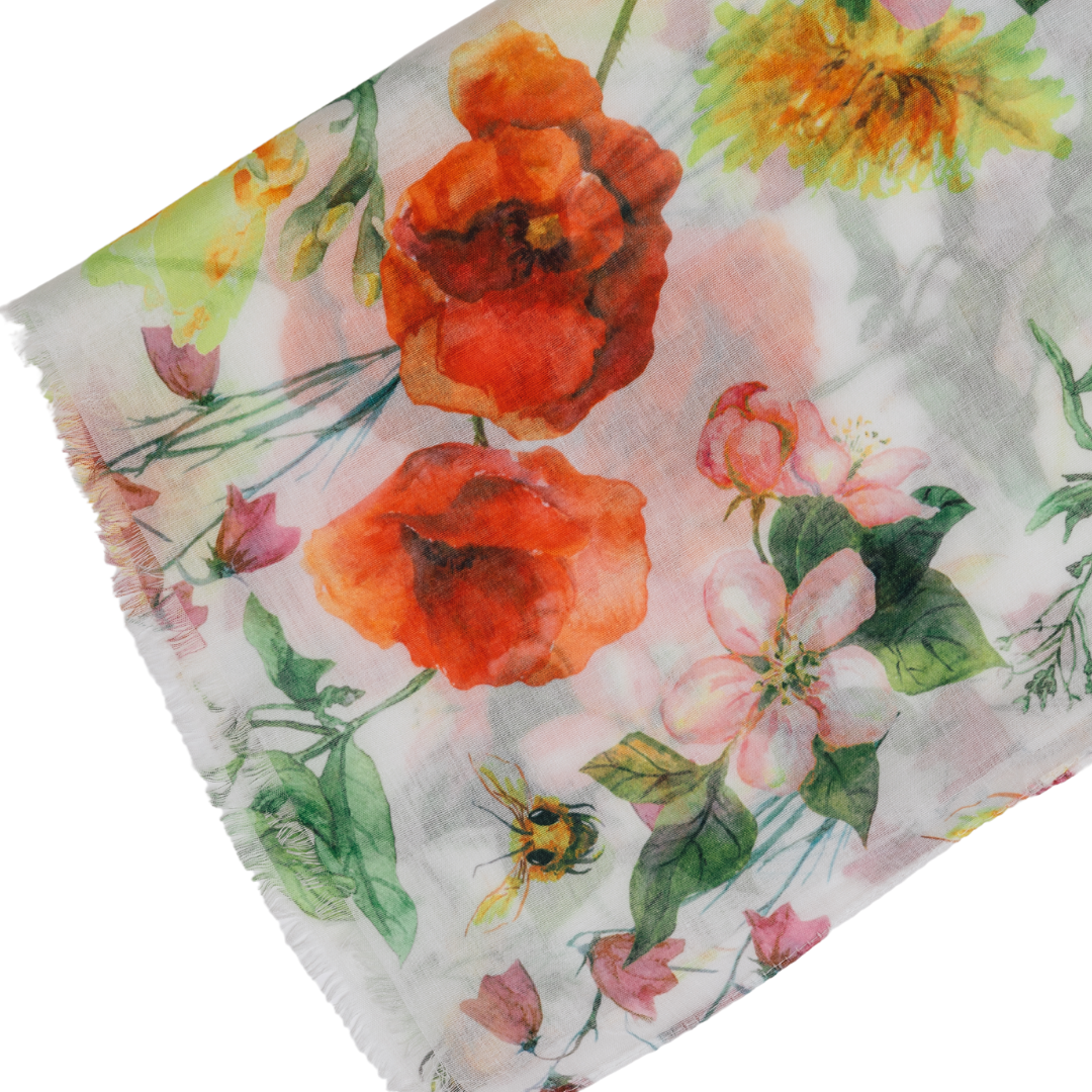 White Honey Flower Garden Scarf