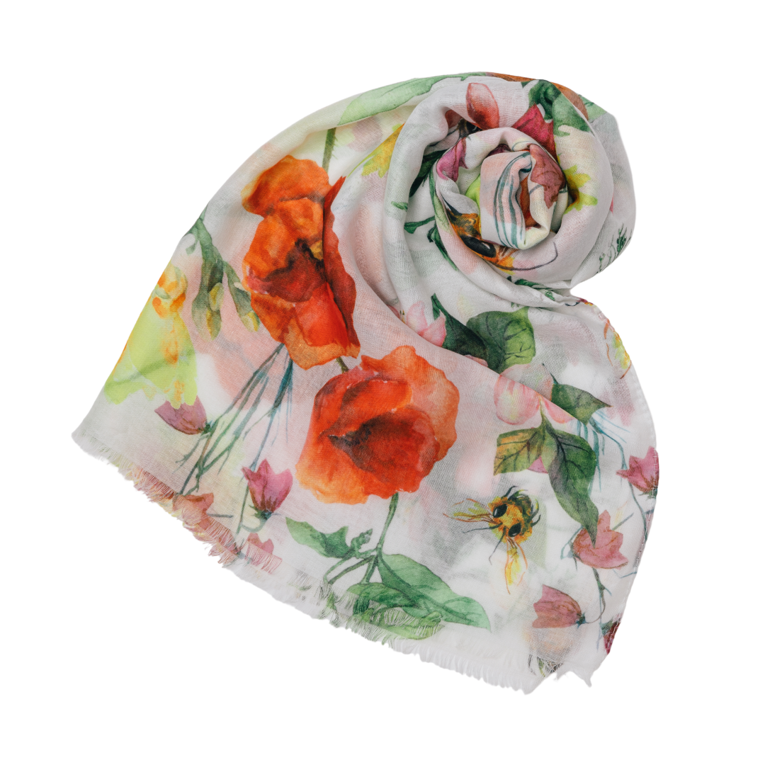 White Honey Flower Garden Scarf