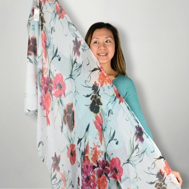 Mix Flower Scarf White